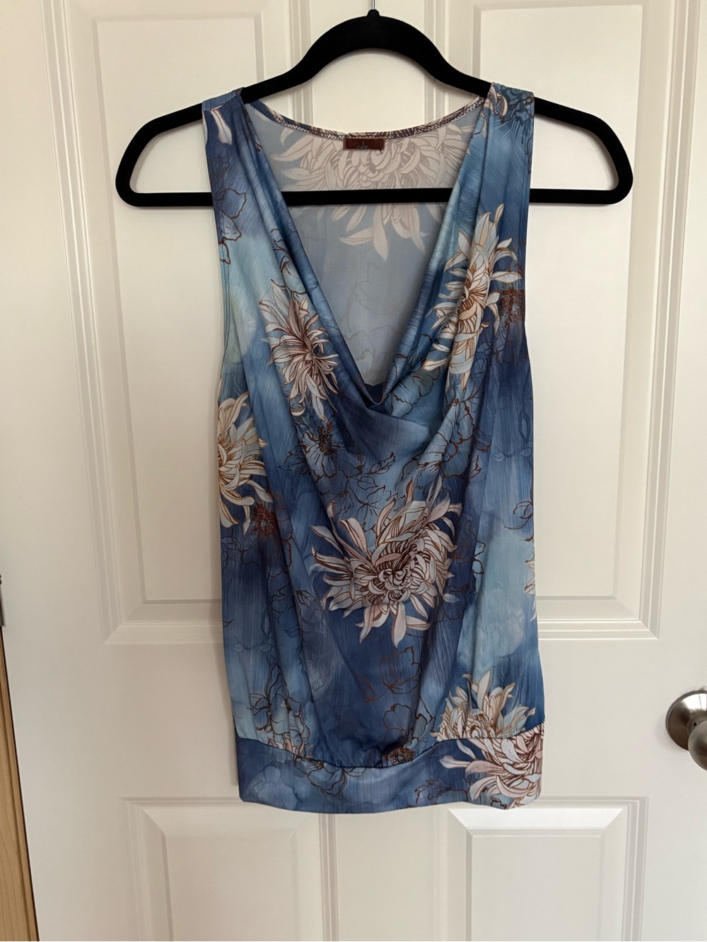 Blue Floral Cowl Neck Camisole